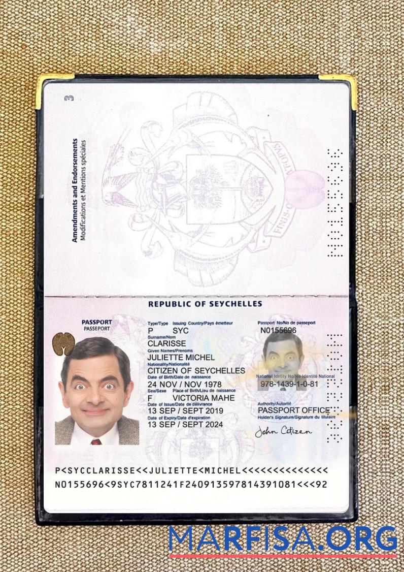 Printable Seychelles passport photolook template